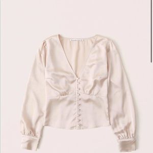 Satin long sleeve button up blouse